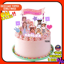 Load image into Gallery viewer, [CUSTOM NAME] Happy Birthday Cake Topper Roblox Girl Decoration Set Party Accessories Banner Hiasan Kek Design

