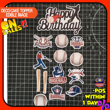 Load image into Gallery viewer, [CUSTOM NAME] Happy Birthday Cake Topper Baseball Decoration Set Party Accessories Banner Hiasan Kek Design
