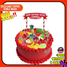 Load image into Gallery viewer, [CUSTOM NAME] Happy Birthday Cake Topper Fruit Decoration Set Party Accessories Banner Hiasan Kek Design

