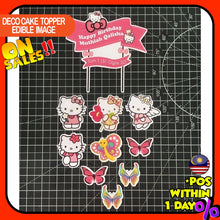 Load image into Gallery viewer, [CUSTOM NAME] Happy Birthday Cake Topper Hello Kitty Decoration Set Party Accessories Banner Hiasan Kek Design
