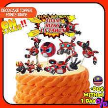 Load image into Gallery viewer, [CUSTOM NAME] Happy Birthday Cake Topper MechaBot Mechamato Decoration Set Party Accessories Banner Hiasan Kek Design
