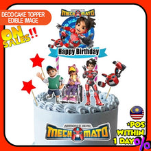 Load image into Gallery viewer, [CUSTOM NAME] Happy Birthday Cake Topper Mechamato Decoration Set Party Accessories Banner Hiasan Kek Design
