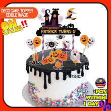 Load image into Gallery viewer, [CUSTOM NAME] Happy Birthday Cake Topper Halloween Decoration Set Party Accessories Banner Hiasan Kek Design
