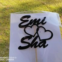 Load image into Gallery viewer, Cake Topper Mirror Gold Artcard and Acrylic for Wedding, Engagement, Pengantin Baru, Bertunang E-day dll
