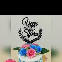 Load image into Gallery viewer, Cake Topper Mirror Gold Artcard and Acrylic for Wedding, Engagement, Pengantin Baru, Bertunang E-day dll
