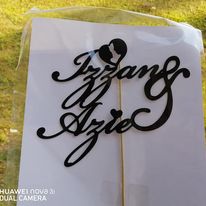 Load image into Gallery viewer, Cake Topper Mirror Gold Artcard and Acrylic for Wedding, Engagement, Pengantin Baru, Bertunang E-day dll
