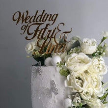 Load image into Gallery viewer, Cake Topper Mirror Gold Artcard and Acrylic for Wedding, Engagement, Pengantin Baru, Bertunang E-day dll
