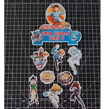 Load image into Gallery viewer, [CUSTOM NAME] Happy Birthday Cake Topper Beyblade Metal Fusion Decoration Set Party Accessories Banner Hiasan Kek Design
