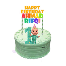 Load image into Gallery viewer, [CUSTOM NAME] Happy Birthday Coco Cake Topper Decoration Set Party Accessories Banner Hiasan Kek Design Melon
