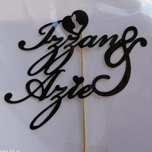Load image into Gallery viewer, Cake Topper Mirror Gold Artcard and Acrylic for Wedding, Engagement, Pengantin Baru, Bertunang E-day dll
