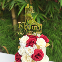 Load image into Gallery viewer, Cake Topper Mirror Gold Artcard and Acrylic for Wedding, Engagement, Pengantin Baru, Bertunang E-day dll

