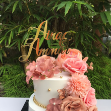 Load image into Gallery viewer, Cake Topper Mirror Gold Artcard and Acrylic for Wedding, Engagement, Pengantin Baru, Bertunang E-day dll
