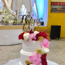 Load image into Gallery viewer, Cake Topper Mirror Gold Artcard and Acrylic for Wedding, Engagement, Pengantin Baru, Bertunang E-day dll

