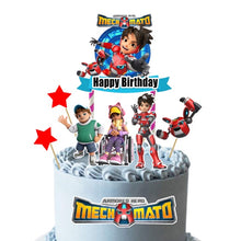 Load image into Gallery viewer, [CUSTOM NAME] Happy Birthday Cake Topper Mechamato Decoration Set Party Accessories Banner Hiasan Kek Design
